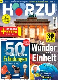 Titelbild der Ausgabe 45/2019 von HÖRZU. Diese Zeitschrift und viele weitere Programmzeitschriften als Abo oder epaper bei United Kiosk online kaufen.