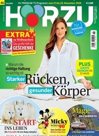 Titelbild der Ausgabe 46/2018 von HÖRZU. Diese Zeitschrift und viele weitere Programmzeitschriften als Abo oder epaper bei United Kiosk online kaufen.