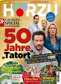 Titelbild der Ausgabe 48/2020 von HÖRZU. Diese Zeitschrift und viele weitere Programmzeitschriften als Abo oder epaper bei United Kiosk online kaufen.