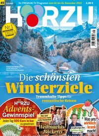 Titelbild der Ausgabe 49/2022 von HÖRZU. Diese Zeitschrift und viele weitere Programmzeitschriften als Abo oder epaper bei United Kiosk online kaufen.