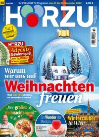 Titelbild der Ausgabe 50/2022 von HÖRZU. Diese Zeitschrift und viele weitere Programmzeitschriften als Abo oder epaper bei United Kiosk online kaufen.