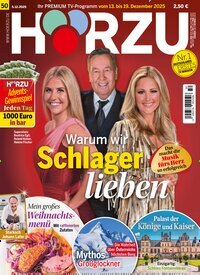 Titelbild der Ausgabe 50/2025 von HÖRZU. Diese Zeitschrift und viele weitere Programmzeitschriften als Abo oder epaper bei United Kiosk online kaufen.