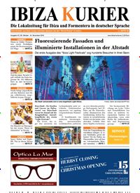 Titelbild der Ausgabe 45/2016 von Ibiza Kurier. Diese Zeitschrift und viele weitere Wirtschaftsmagazine und Politikmagazine als Abo oder epaper bei United Kiosk online kaufen.