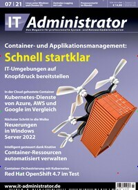 Titelbild der Ausgabe 7/2021 von IT Administrator. Diese Zeitschrift und viele weitere Computerzeitschriften, Tabletmagazine und Smartphonemagazine als Abo oder epaper bei United Kiosk online kaufen.