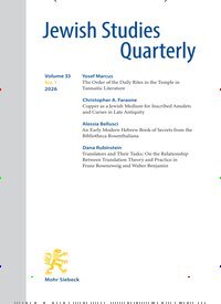 Titelbild der Ausgabe 1/2026 von Jewish Studies Quarterly (JSQ). Diese Zeitschrift und viele weitere Kunstmagazine und Kulturmagazine als Abo oder epaper bei United Kiosk online kaufen.