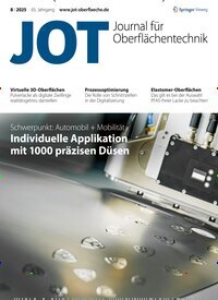 Titelbild der Ausgabe 8/2025 von JOT Journal für Oberflächentechnik. Diese Zeitschrift und viele weitere Industriemagazine und Handwerkmagazine als Abo oder epaper bei United Kiosk online kaufen.