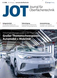 Titelbild der Ausgabe 8/2026 von JOT Journal für Oberflächentechnik. Diese Zeitschrift und viele weitere Industriemagazine und Handwerkmagazine als Abo oder epaper bei United Kiosk online kaufen.