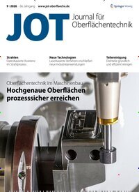 Titelbild der Ausgabe 9/2026 von JOT Journal für Oberflächentechnik. Diese Zeitschrift und viele weitere Industriemagazine und Handwerkmagazine als Abo oder epaper bei United Kiosk online kaufen.