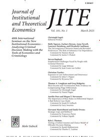 Titelbild der Ausgabe 1/2025 von Journal of Institutional and Theoretical Economics (JITE). Diese Zeitschrift und viele weitere Businessmagazine als Abo oder epaper bei United Kiosk online kaufen.