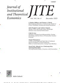 Titelbild der Ausgabe 4/2025 von Journal of Institutional and Theoretical Economics (JITE). Diese Zeitschrift und viele weitere Businessmagazine als Abo oder epaper bei United Kiosk online kaufen.