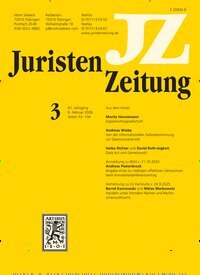 Titelbild der Ausgabe 3/2026 von JuristenZeitung (JZ). Diese Zeitschrift und viele weitere Jurazeitschriften und Zeitschriften für Verwaltung als Abo oder epaper bei United Kiosk online kaufen.