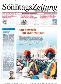 Titelbild der Ausgabe 24/2025 von Katholische Sonntagszeitung für Deutschland. Diese Zeitschrift und viele weitere Kunstmagazine und Kulturmagazine als Abo oder epaper bei United Kiosk online kaufen.