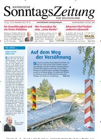 Titelbild der Ausgabe 46/2025 von Katholische Sonntagszeitung für Deutschland. Diese Zeitschrift und viele weitere Kunstmagazine und Kulturmagazine als Abo oder epaper bei United Kiosk online kaufen.