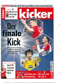 Titelbild der Ausgabe 41/2025 von kicker. Diese Zeitschrift und viele weitere Sportmagazine als Abo oder epaper bei United Kiosk online kaufen.