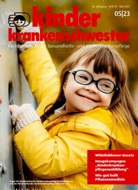 Titelbild der Ausgabe 5/2023 von Kinderkrankenschwester. Diese Zeitschrift und viele weitere Pflegezeitschriften und medizinische Fachzeitschriften als Abo oder epaper bei United Kiosk online kaufen.