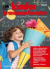 Titelbild der Ausgabe 8/2025 von Kinderkrankenschwester. Diese Zeitschrift und viele weitere Pflegezeitschriften und medizinische Fachzeitschriften als Abo oder epaper bei United Kiosk online kaufen.