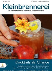 Titelbild der Ausgabe 4/2026 von Kleinbrennerei. Diese Zeitschrift und viele weitere Gastronomiezeitschriften, Fashionmagazine, Beautymagazine als Abo oder epaper bei United Kiosk online kaufen.