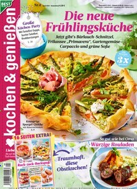 Titelbild der Ausgabe 4/2024 von kochen & genießen. Diese Zeitschrift und viele weitere Kochzeitschriften und Backzeitschriften als Abo oder epaper bei United Kiosk online kaufen.