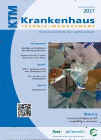 Titelbild der Ausgabe 2/2021 von KTM Krankenhaus Technik + Management. Diese Zeitschrift und viele weitere Pflegezeitschriften und medizinische Fachzeitschriften als Abo oder epaper bei United Kiosk online kaufen.