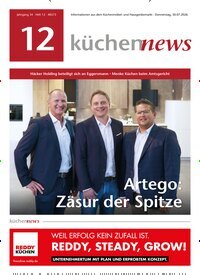 Titelbild der Ausgabe 12/2026 von KüchenNews. Diese Zeitschrift und viele weitere Architekturzeitschriften und Bauzeitschriften als Abo oder epaper bei United Kiosk online kaufen.