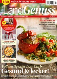 Titelbild der Ausgabe 1/2022 von LandGenuss. Diese Zeitschrift und viele weitere Gartenzeitschriften und Wohnzeitschriften als Abo oder epaper bei United Kiosk online kaufen.