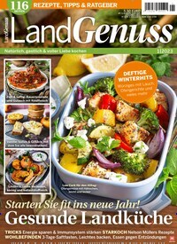 Titelbild der Ausgabe 1/2023 von LandGenuss. Diese Zeitschrift und viele weitere Gartenzeitschriften und Wohnzeitschriften als Abo oder epaper bei United Kiosk online kaufen.