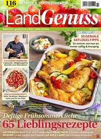 Titelbild der Ausgabe 3/2022 von LandGenuss. Diese Zeitschrift und viele weitere Gartenzeitschriften und Wohnzeitschriften als Abo oder epaper bei United Kiosk online kaufen.