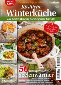 Titelbild der Ausgabe 1/2026 von LandGenuss Winterküche. Diese Zeitschrift und viele weitere Kochzeitschriften und Backzeitschriften als Abo oder epaper bei United Kiosk online kaufen.