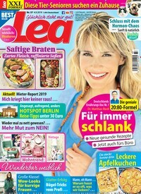 Titelbild der Ausgabe 37/2019 von Lea. Diese Zeitschrift und viele weitere Frauenzeitschriften als Abo oder epaper bei United Kiosk online kaufen.