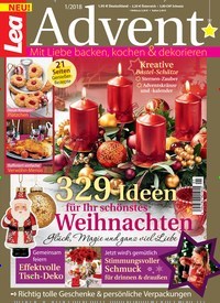 Titelbild der Ausgabe 1/2018 von Lea Sonderheft Advent. Diese Zeitschrift und viele weitere Kochzeitschriften und Backzeitschriften als Abo oder epaper bei United Kiosk online kaufen.
