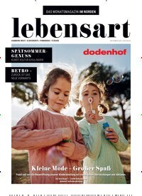 Titelbild der Ausgabe 9/2025 von lebensart - Hamburg West, Elbvororte, Pinneberg, Itzehoe. Diese Zeitschrift und viele weitere Lifestylemagazine und Peoplemagazine als Abo oder epaper bei United Kiosk online kaufen.