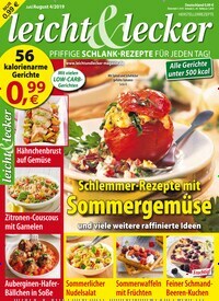 Titelbild der Ausgabe 4/2019 von leicht & lecker. Diese Zeitschrift und viele weitere Kochzeitschriften und Backzeitschriften als Abo oder epaper bei United Kiosk online kaufen.
