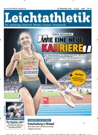 Titelbild der Ausgabe 20/2026 von Leichtathletik. Diese Zeitschrift und viele weitere Sportmagazine als Abo oder epaper bei United Kiosk online kaufen.