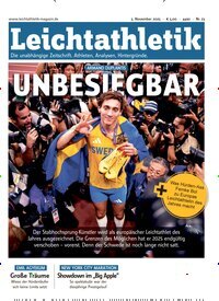 Titelbild der Ausgabe 23/2025 von Leichtathletik. Diese Zeitschrift und viele weitere Sportmagazine als Abo oder epaper bei United Kiosk online kaufen.