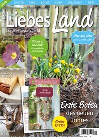 Titelbild der Ausgabe 1/2026 von Liebes Land. Diese Zeitschrift und viele weitere Gartenzeitschriften und Wohnzeitschriften als Abo oder epaper bei United Kiosk online kaufen.