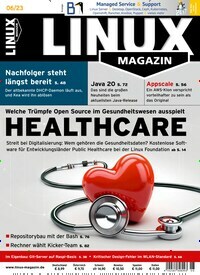 Titelbild der Ausgabe 6/2023 von Linux Magazin. Diese Zeitschrift und viele weitere Computerzeitschriften, Tabletmagazine und Smartphonemagazine als Abo oder epaper bei United Kiosk online kaufen.