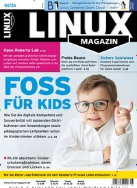 Titelbild der Ausgabe 8/2026 von Linux Magazin. Diese Zeitschrift und viele weitere Computerzeitschriften, Tabletmagazine und Smartphonemagazine als Abo oder epaper bei United Kiosk online kaufen.