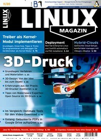 Titelbild der Ausgabe 11/2020 von Linux Magazin. Diese Zeitschrift und viele weitere Computerzeitschriften, Tabletmagazine und Smartphonemagazine als Abo oder epaper bei United Kiosk online kaufen.