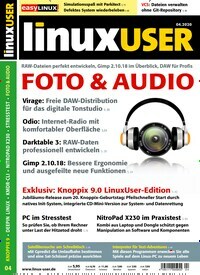 Titelbild der Ausgabe 4/2020 von LinuxUser. Diese Zeitschrift und viele weitere Computerzeitschriften, Tabletmagazine und Smartphonemagazine als Abo oder epaper bei United Kiosk online kaufen.