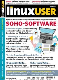 Titelbild der Ausgabe 6/2025 von LinuxUser. Diese Zeitschrift und viele weitere Computerzeitschriften, Tabletmagazine und Smartphonemagazine als Abo oder epaper bei United Kiosk online kaufen.