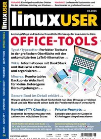 Titelbild der Ausgabe 6/2026 von LinuxUser. Diese Zeitschrift und viele weitere Computerzeitschriften, Tabletmagazine und Smartphonemagazine als Abo oder epaper bei United Kiosk online kaufen.