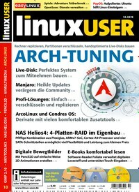 Titelbild der Ausgabe 10/2019 von LinuxUser. Diese Zeitschrift und viele weitere Computerzeitschriften, Tabletmagazine und Smartphonemagazine als Abo oder epaper bei United Kiosk online kaufen.
