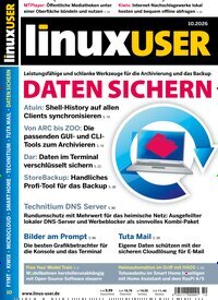 Titelbild der Ausgabe 10/2026 von LinuxUser. Diese Zeitschrift und viele weitere Computerzeitschriften, Tabletmagazine und Smartphonemagazine als Abo oder epaper bei United Kiosk online kaufen.