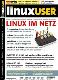 Titelbild der Ausgabe 11/2019 von LinuxUser. Diese Zeitschrift und viele weitere Computerzeitschriften, Tabletmagazine und Smartphonemagazine als Abo oder epaper bei United Kiosk online kaufen.