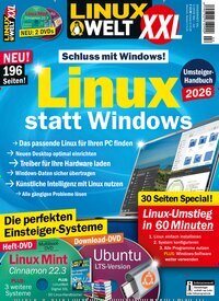 Titelbild der Ausgabe 2/2026 von LinuxWelt XXL. Diese Zeitschrift und viele weitere Audiomagazine, Filmmagazine und Fotozeitschriften als Abo oder epaper bei United Kiosk online kaufen.