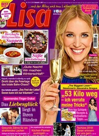 Titelbild der Ausgabe 1/2019 von Lisa. Diese Zeitschrift und viele weitere Frauenzeitschriften als Abo oder epaper bei United Kiosk online kaufen.