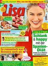 Titelbild der Ausgabe 20/2019 von Lisa. Diese Zeitschrift und viele weitere Frauenzeitschriften als Abo oder epaper bei United Kiosk online kaufen.