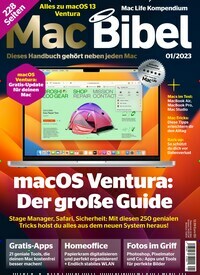 Titelbild der Ausgabe 1/2023 von Mac Bibel. Diese Zeitschrift und viele weitere Computerzeitschriften, Tabletmagazine und Smartphonemagazine als Abo oder epaper bei United Kiosk online kaufen.