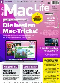 Titelbild der Ausgabe 3/2022 von Mac Life. Diese Zeitschrift und viele weitere Computerzeitschriften, Tabletmagazine und Smartphonemagazine als Abo oder epaper bei United Kiosk online kaufen.