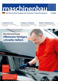Titelbild der Ausgabe 5/2026 von maschinenbau. Diese Zeitschrift und viele weitere Industriemagazine und Handwerkmagazine als Abo oder epaper bei United Kiosk online kaufen.